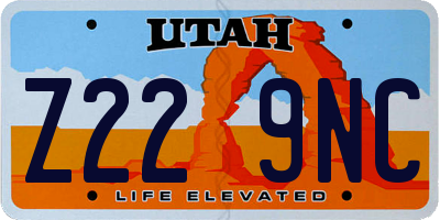 UT license plate Z229NC