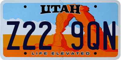 UT license plate Z229QN