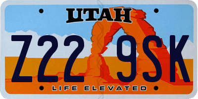 UT license plate Z229SK