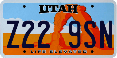 UT license plate Z229SN