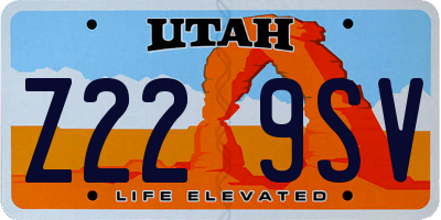 UT license plate Z229SV