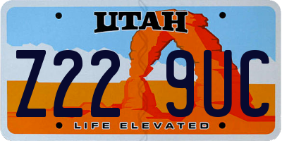 UT license plate Z229UC