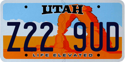 UT license plate Z229UD