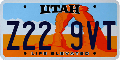 UT license plate Z229VT