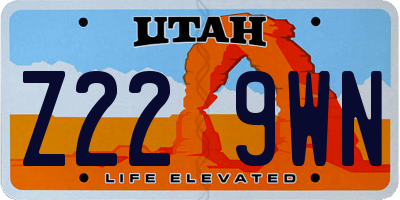 UT license plate Z229WN