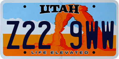UT license plate Z229WW