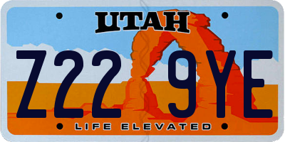 UT license plate Z229YE