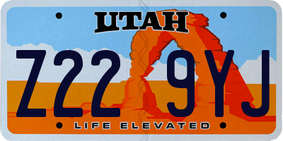 UT license plate Z229YJ