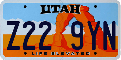 UT license plate Z229YN
