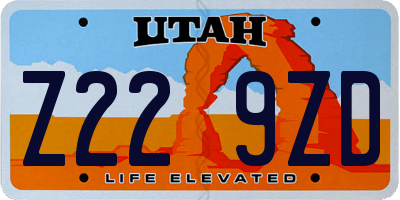 UT license plate Z229ZD