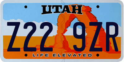 UT license plate Z229ZR