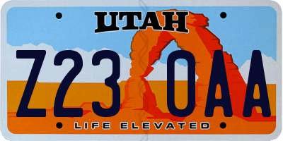 UT license plate Z230AA