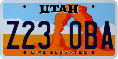 UT license plate Z230BA