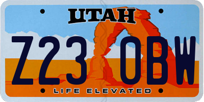 UT license plate Z230BW