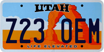 UT license plate Z230EM