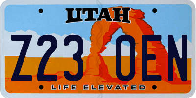 UT license plate Z230EN