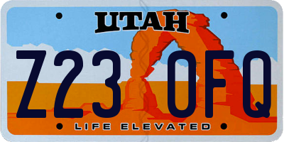 UT license plate Z230FQ