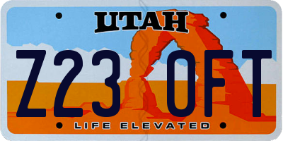 UT license plate Z230FT
