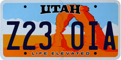 UT license plate Z230IA