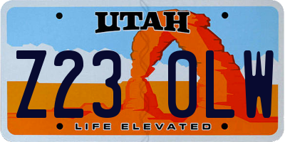 UT license plate Z230LW