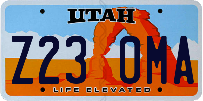 UT license plate Z230MA