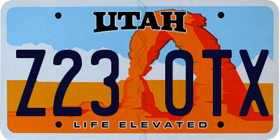 UT license plate Z230TX