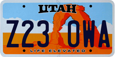 UT license plate Z230WA