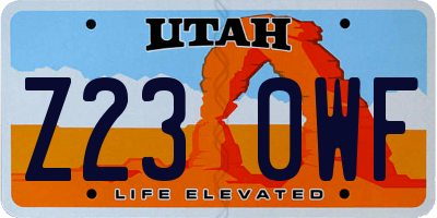 UT license plate Z230WF