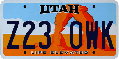 UT license plate Z230WK
