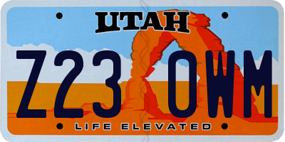 UT license plate Z230WM