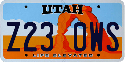 UT license plate Z230WS