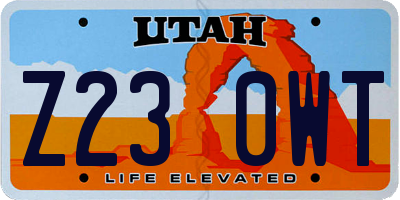 UT license plate Z230WT