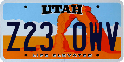 UT license plate Z230WV