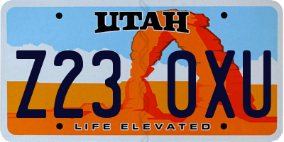UT license plate Z230XU