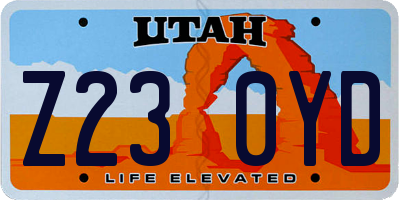 UT license plate Z230YD