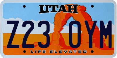 UT license plate Z230YM