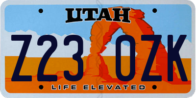 UT license plate Z230ZK