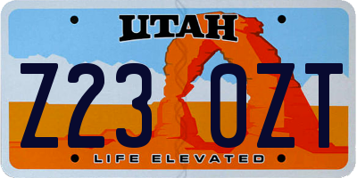 UT license plate Z230ZT