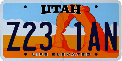 UT license plate Z231AN