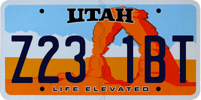 UT license plate Z231BT