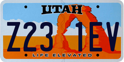 UT license plate Z231EV