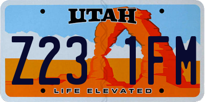 UT license plate Z231FM