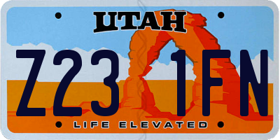 UT license plate Z231FN