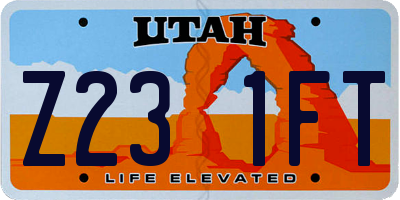 UT license plate Z231FT