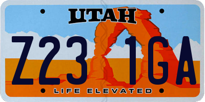 UT license plate Z231GA