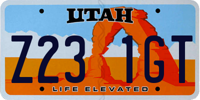 UT license plate Z231GT