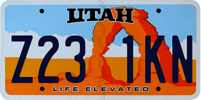 UT license plate Z231KN