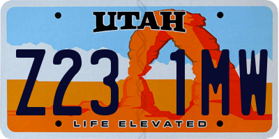 UT license plate Z231MW