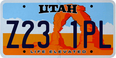 UT license plate Z231PL