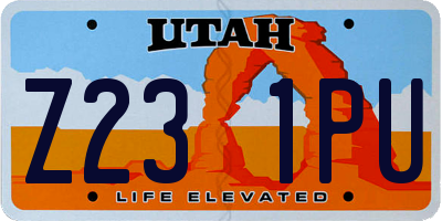 UT license plate Z231PU